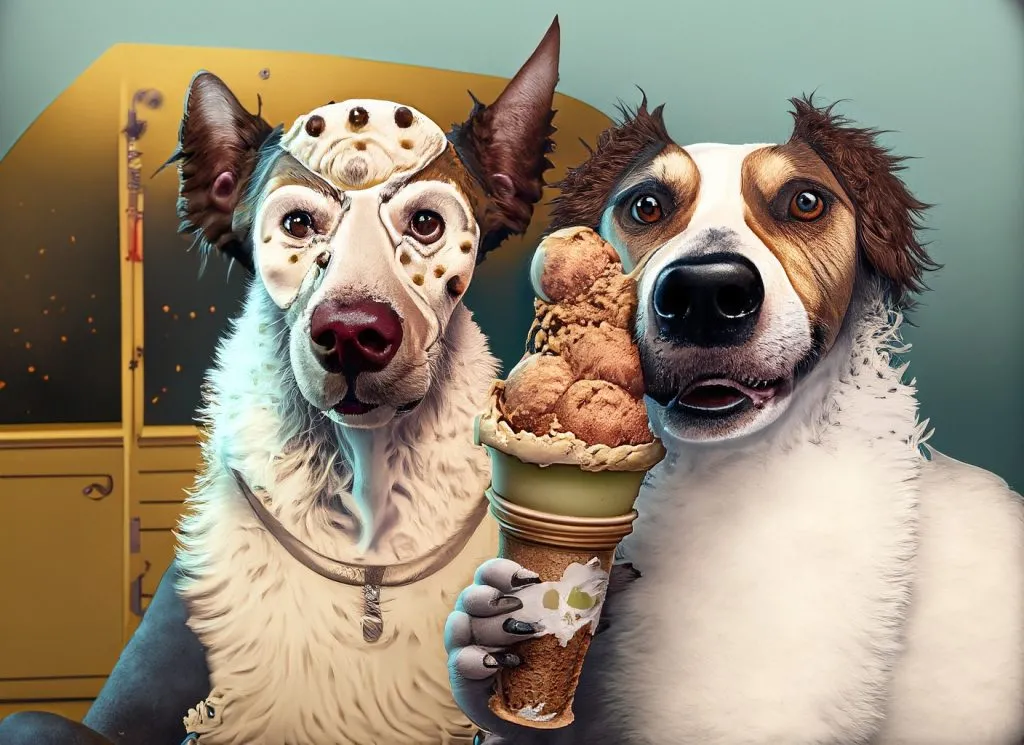 Dogs Eat Coconut Ice Cream